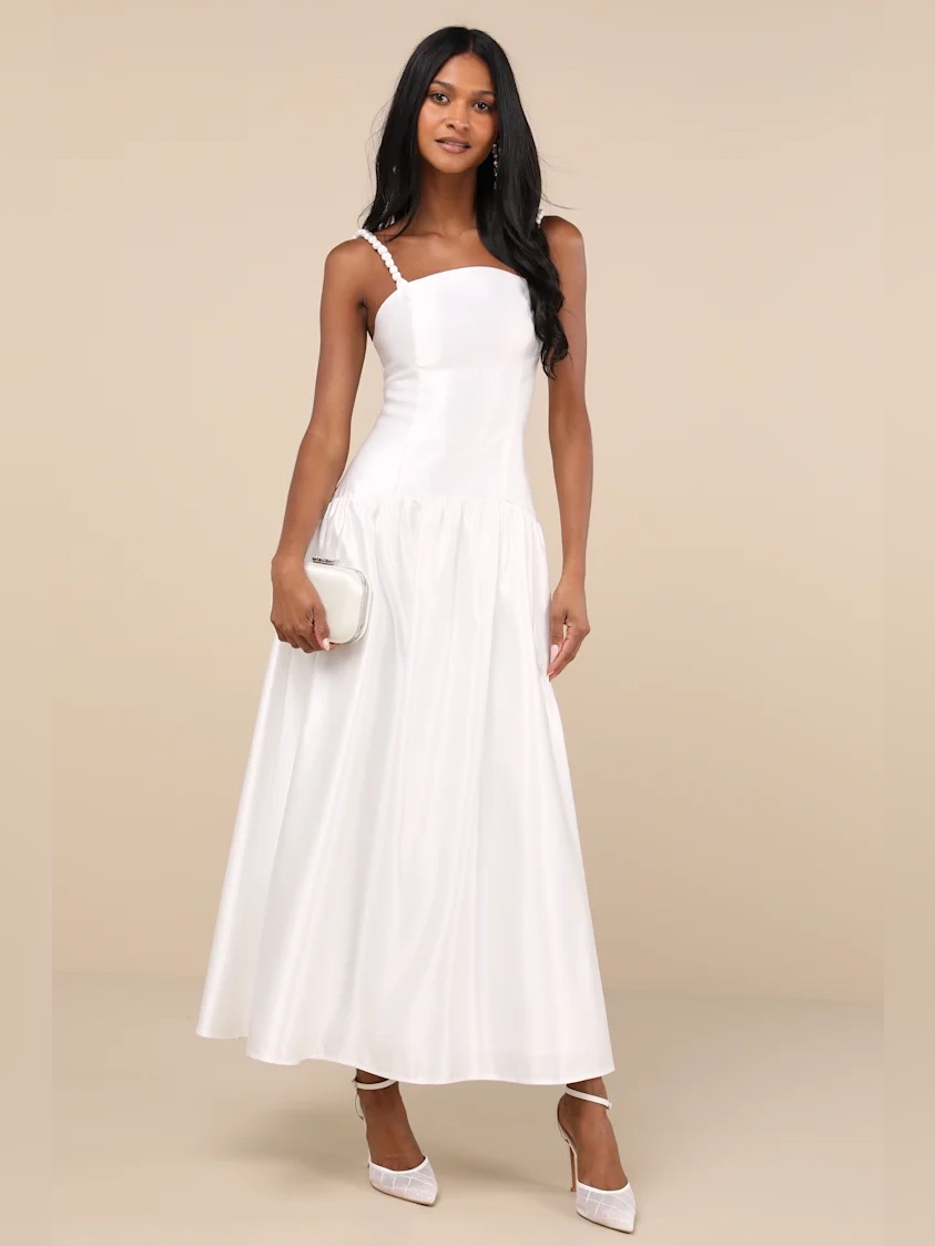 Lulus Modern Adoration White Satin Backless Lace-Up Maxi Dress Xl New Nwt